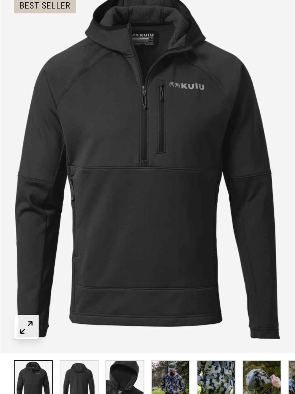 KUIU Black Strong Fleece 235 Zip-T Hoodie 3XL